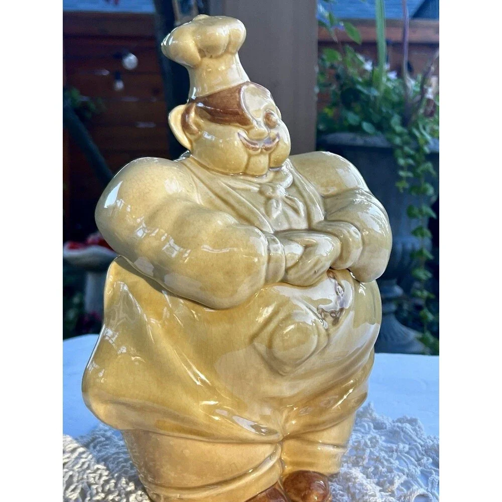Vintage Red Wing CHEF PIERRE Cookie Jar 1940s Pottery Collectible Hand Painted